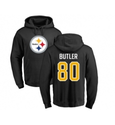 Football Pittsburgh Steelers #80 Jack Butler Black Name & Number Logo Pullover Hoodie