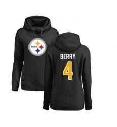 Football Women's Pittsburgh Steelers #4 Jordan Berry Black Name & Number Logo Pullover Hoodie