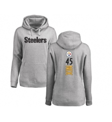 Football Women's Pittsburgh Steelers #45 Roosevelt Nix Ash Backer Pullover Hoodie