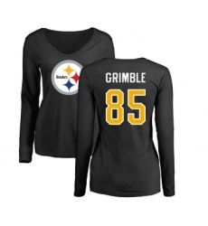 Football Women's Pittsburgh Steelers #85 Xavier Grimble Black Name & Number Logo Slim Fit Long Sleeve T-Shirt