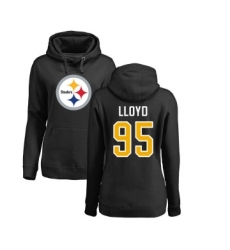 Football Women's Pittsburgh Steelers #95 Greg Lloyd Black Name & Number Logo Pullover Hoodie
