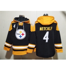 Men's Pittsburgh Steelers #4 DK Metcalf Black Ageless Must-Have Lace-Up Pullover Hoodie