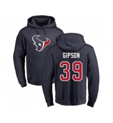 Football Houston Texans #39 Tashaun Gipson Navy Blue Name & Number Logo Pullover Hoodie