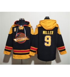 Men's Vancouver Canucks #9 J.T. Miller Black Ageless Must-Have Lace-Up Pullover Hoodie