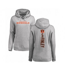 Football Women's Cincinnati Bengals #5 Ryan Finley Ash Backer Pullover Hoodie