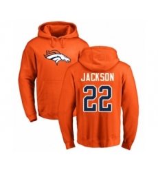 Football Denver Broncos #22 Kareem Jackson Orange Name & Number Logo Pullover Hoodie