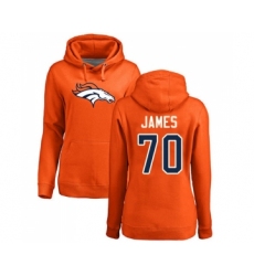 Football Women's Denver Broncos #70 Ja'Wuan James Orange Name & Number Logo Pullover Hoodie