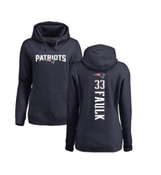 Football Women's New England Patriots #33 Kevin Faulk Navy Blue Backer Pullover Hoodie