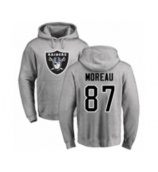 Football Oakland Raiders #87 Foster Moreau Ash Name & Number Logo Pullover Hoodie