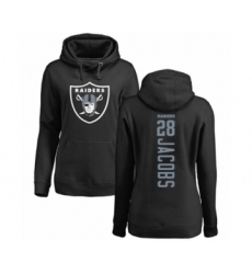 Football Women's Oakland Raiders #28 Josh Jacobs Black Backer Pullover Hoodie