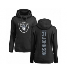 Football Women's Oakland Raiders #31 Isaiah Johnson Black Backer Pullover Hoodie