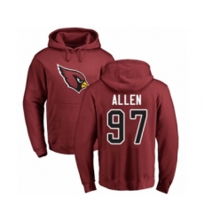 Football Arizona Cardinals #97 Zach Allen Maroon Name & Number Logo Pullover Hoodie