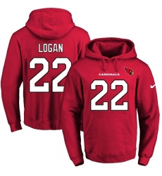 NFL Men Nike Arizona Cardinals #22 T. J. Logan Red Name & Number Pullover Hoodie