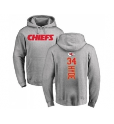 Football Kansas City Chiefs #34 Carlos Hyde Ash Backer Pullover Hoodie