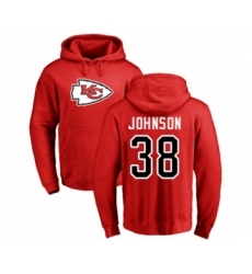 Football Kansas City Chiefs #38 Dontae Johnson Red Name & Number Logo Pullover Hoodie