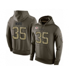 Football Men's Kansas City Chiefs #35 Charvarius Ward Green Salute To Service Pullover Hoodie