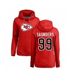 Football Women's Kansas City Chiefs #99 Khalen Saunders Red Name & Number Logo Pullover Hoodie