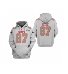 Men's Kansas City Chiefs #87 Travis Kelce Gray Super Bowl LVII Pullover Hoodie