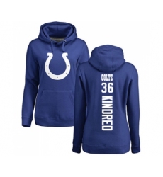 Football Women's Indianapolis Colts #36 Derrick Kindred Royal Blue Backer Pullover Hoodie