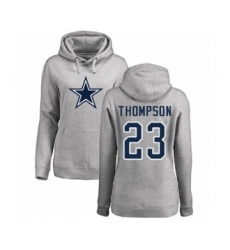 Football Women's Dallas Cowboys #23 Darian Thompson Ash Name & Number Logo Pullover Hoodie