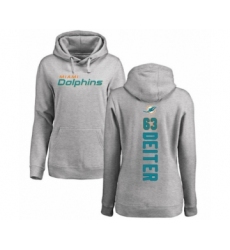Football Women's Miami Dolphins #63 Michael Deiter Ash Backer Pullover Hoodie