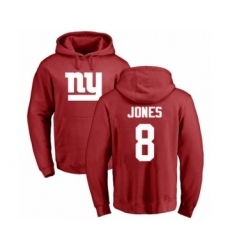 Football New York Giants #8 Daniel Jones Red Name & Number Logo Pullover Hoodie