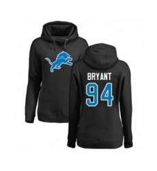 Football Women's Detroit Lions #94 Austin Bryant Black Name & Number Logo Pullover Hoodie
