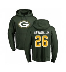 Football Green Bay Packers #26 Darnell Savage Jr. Green Name & Number Logo Pullover Hoodie