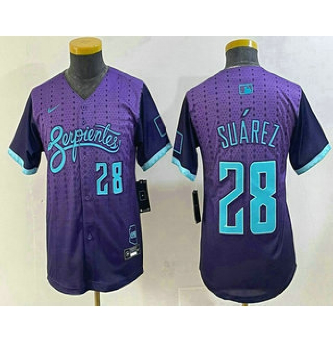 Youth Arizona Diamondbacks #28 Eugenio Suarez Number Purple 2025 City Connect Limited Jersey