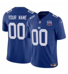 Men's New York Giants Active Player Custom Blue 2024 F.U.S.E. 100TH Season Patch Vapor Untouchable Limited Stitched Jersey