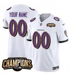 Men's Baltimore Ravens Active Player Custom White 2023 F.U.S.E. AFC North Champions Vapor Limited Football Stitched Jersey