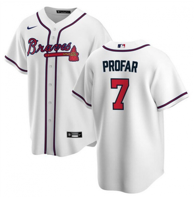 Men's Atlanta Braves #7 Jurickson Profar White 2025 Cool Base Stitched Baseball Jersey
