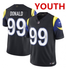 Youth los angeles rams #99 aaron donald midnight blue 2025 f.u.s.e. “rivalries” vapor limited football stitched jersey
