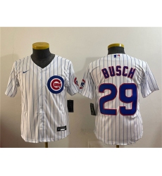 Youth Chicago Cubs #29 Michael Busch White Cool Base Stitched Baseball Jersey