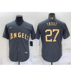 Men's Los Angeles Angels #27 Mike Trout Grey 2022 All Star Stitched Cool Base Nike Jersey