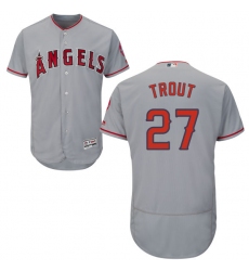 Men's Majestic Los Angeles Angels of Anaheim #27 Mike Trout Grey Road Flex Base Authentic Collection MLB Jersey