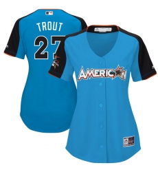 Women's Majestic Los Angeles Angels of Anaheim #27 Mike Trout Authentic Blue American League 2017 MLB All-Star MLB Jersey