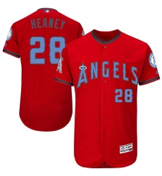 Men's Majestic Los Angeles Angels of Anaheim #28 Andrew Heaney Authentic Red 2016 Father's Day Fashion Flex Base MLB Jersey