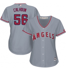 Women's Majestic Los Angeles Angels of Anaheim #56 Kole Calhoun Authentic Grey Road Cool Base MLB Jersey