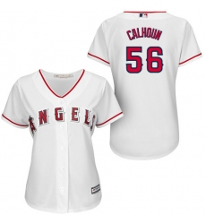Women's Majestic Los Angeles Angels of Anaheim #56 Kole Calhoun Authentic White Home MLB Jersey