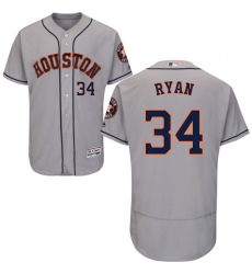 Men's Majestic Houston Astros #34 Nolan Ryan Grey Road Flex Base Authentic Collection MLB Jersey