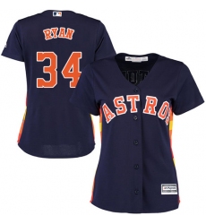 Women's Majestic Houston Astros #34 Nolan Ryan Authentic Navy Blue Alternate Cool Base MLB Jersey