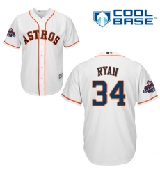 Youth Majestic Houston Astros #34 Nolan Ryan Authentic White Home 2017 World Series Champions Cool Base MLB Jersey