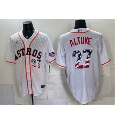 Men's Houston Astros #27 Jose Altuve White USA 250 Fourth of July Home Stitched Baseball Jersey