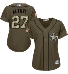 Women's Majestic Houston Astros #27 Jose Altuve Authentic Green Salute to Service MLB Jersey