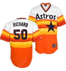 Men's Mitchell and Ness Houston Astros #50 J.R. Richard Authentic White/Orange Throwback MLB Jersey