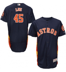 Men's Majestic Houston Astros #45 Carlos Lee Navy Blue Alternate Flex Base Authentic Collection MLB Jersey