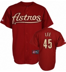 Men's Mitchell and Ness Houston Astros #45 Carlos Lee Authentic Red Throwback MLB Jersey