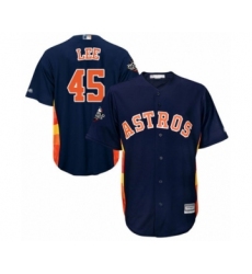Youth Houston Astros #45 Carlos Lee Authentic Navy Blue Alternate Cool Base 2019 World Series Bound Baseball Jersey