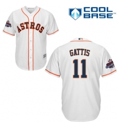 Men's Majestic Houston Astros #11 Evan Gattis Replica White Home 2017 World Series Champions Cool Base MLB Jersey